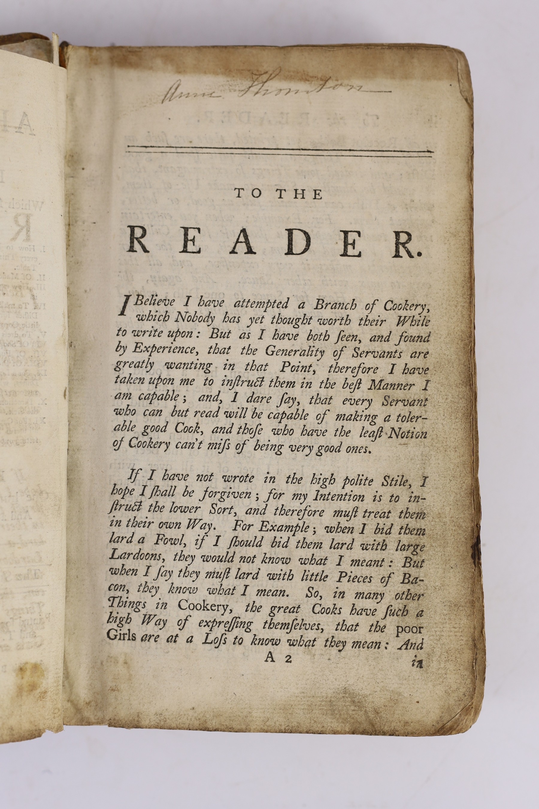 Glasse, Hannah - The Art of Cookery , Made Plain and Easy, 6th edition, 8vo, original calf, London, 1758